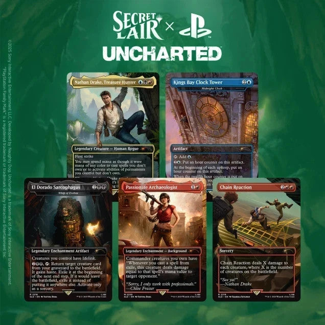 SECRET LAIR UNCHARTED MAGIC ENG INGLESE NUOVO 2025 X PLAYSTATION CARTE NON FOIL