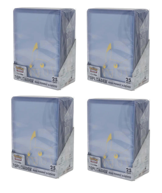 POKEMON TOPLOADER AND PENNY SLEEVES COMBO PACK PIKACHU (4 packs)