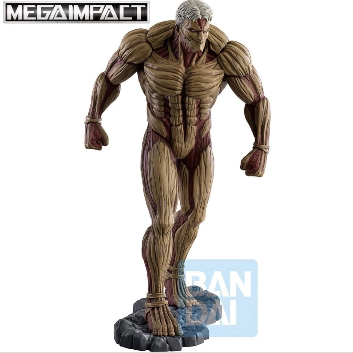 Toysverse TCG Attack on Titan Armored Titan Ichibansho action figure with detailed muscular texture and rocky base