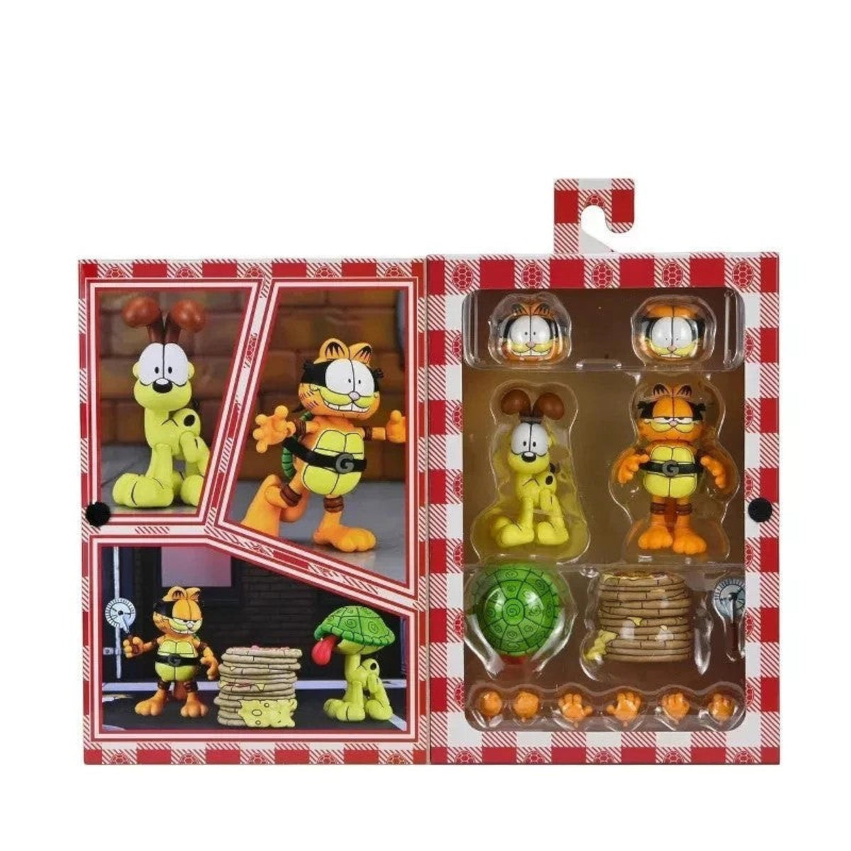 Toysverse TCG TMNT Garfield and Odie ultimate action figure set with interchangeable heads, accessories, and packaging