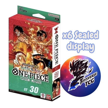 Display da 6 mazzi starter sigillati One Piece ST-30 Luffy & Ace in inglese, venduto da Toysverse TCG