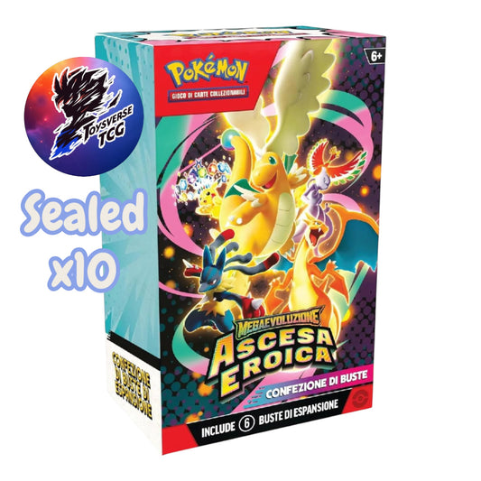 Toysverse TCG Pokemon Ascesa Eroica Megaevoluzione sealed box containing 10 booster packs.