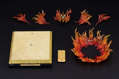 Toysverse TCG Yu-Gi-Oh! Winged Dragon of Ra statue accessory set with Blaze Cannon flame effects and LED display base.