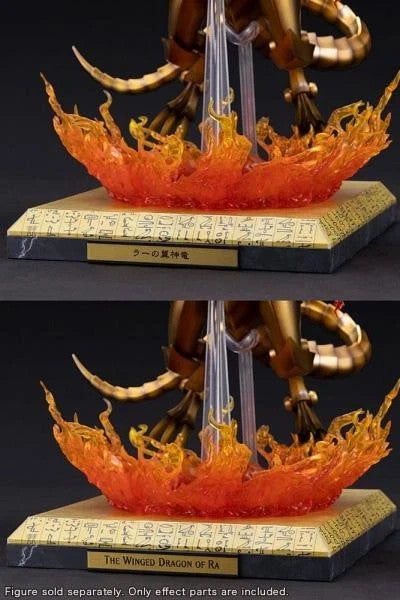 Toysverse TCG Yu-Gi-Oh! Winged Dragon of Ra Blaze Cannon effect set with LED base and hieroglyphic display stand.