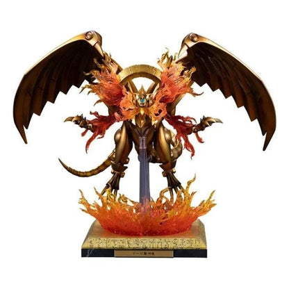 Toysverse TCG Winged Dragon of Ra PVC statue with Blaze Cannon flame effects and LED light-up display base.